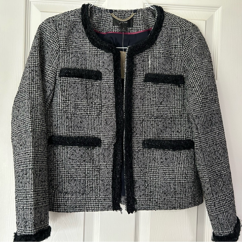 J. Crew Black and Gray Blazer with Contrast Trim size 6 NWT